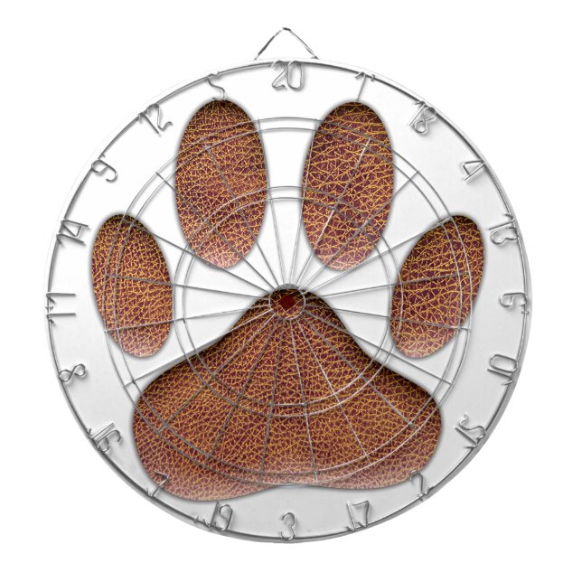 Leather Texture Dog Paw Print Dartboard (Front)