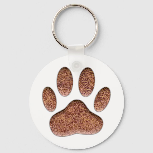 Leather Texture Dog Paw Print Keychain (Front)