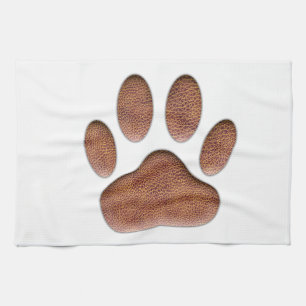 Leather Texture Dog Paw Print Kitchen Towel