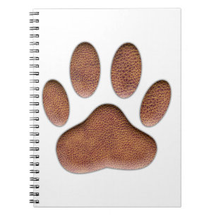 Leather Texture Dog Paw Print Notebook