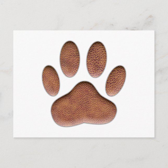 Leather Texture Dog Paw Print Postcard (Front)