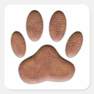 Leather Texture Dog Paw Print Square Sticker