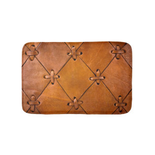 Leather texture, natural selvage detail. bath mat