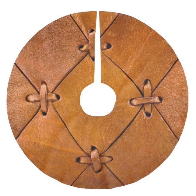 Leather texture, natural selvage detail. brushed polyester tree skirt (Front)