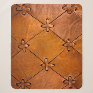 Leather texture, natural selvage detail. sherpa blanket
