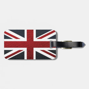 Leather Texture Pattern Union Jack British(UK) Fla Luggage Tag