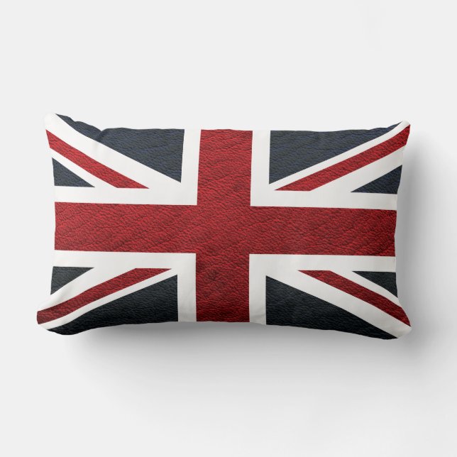 Leather Texture Pattern Union Jack British(UK) Fla Lumbar Pillow (Front)