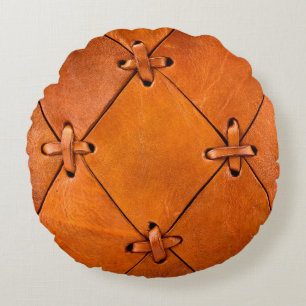 Leather texture. round pillow
