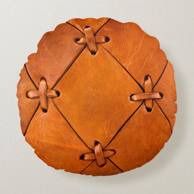 Leather texture. round pillow (Front)