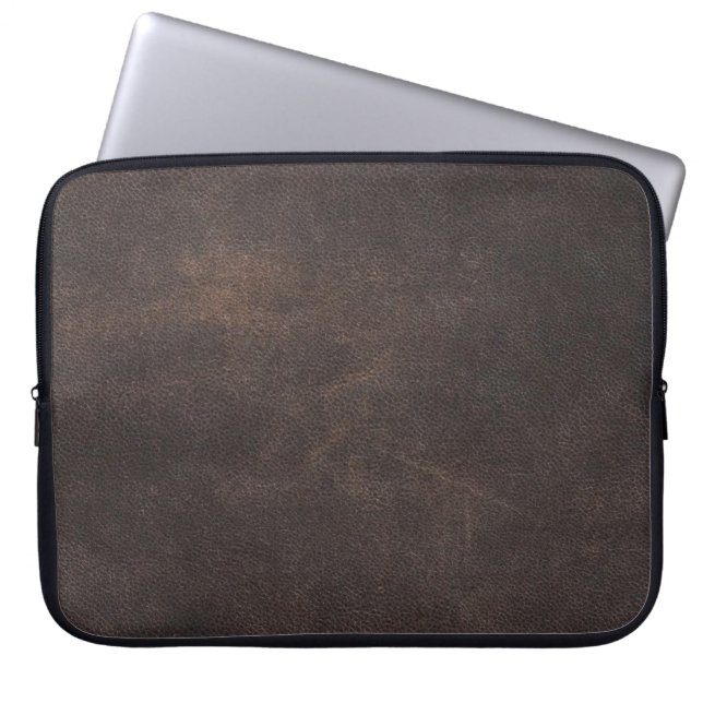 Leather texture scrapbooking brown laptop sleeve (Front)