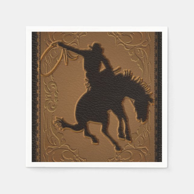 Leather Western Wild West Cowboy Birthday Party Napkin (Front)