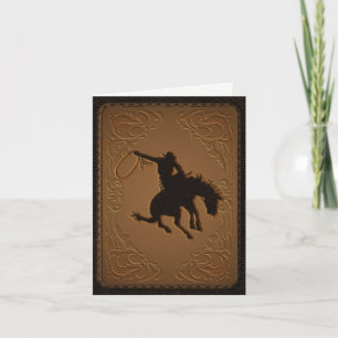 Leather Western Wild West Cowboy Thank You Party Card