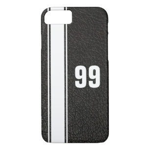 Leather & White Stripe Jersey Numbered iPhone Case