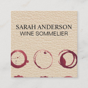 Leather Wine Stain Square Business Card