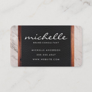 Leather with Marble and Wood Trim Business Card