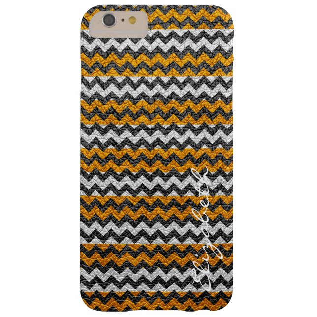 Leather Yellow Chevron Stripes Pattern Case-Mate iPhone Case (Back)