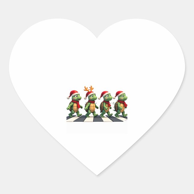 Leatherback Sea Turtle Crossing Road Xmas T-Shirt Heart Sticker (Front)