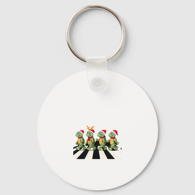 Leatherback Sea Turtle Crossing Road Xmas T-Shirt  Keychain (Front)