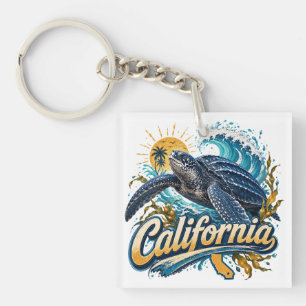 Leatherback Turtle California Coastal Art Keychain