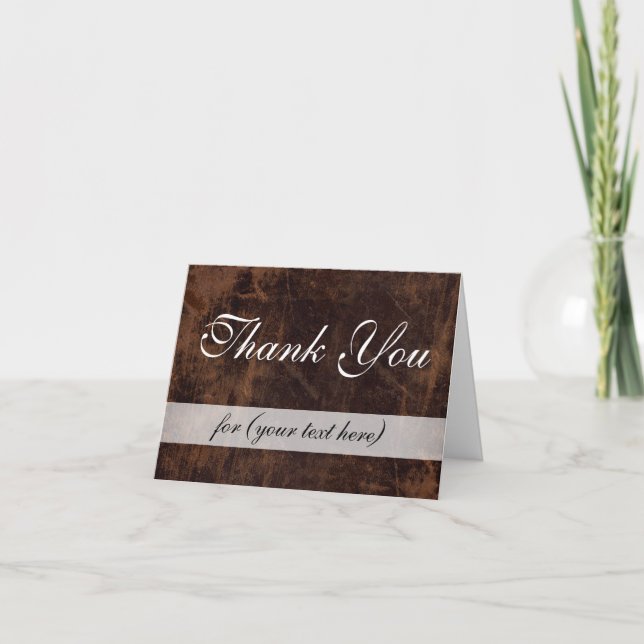 LeatherLook Brown/White Executive Thank You Custom Card (Front)