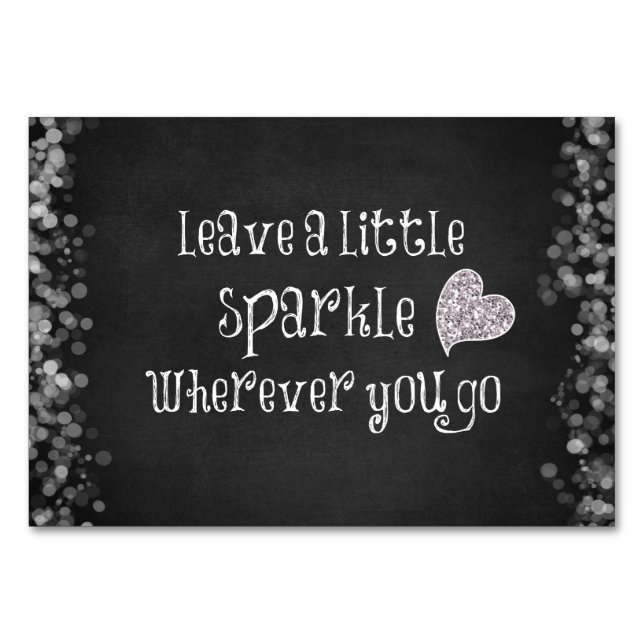 Leave a Little Sparkle Wherever You Go Quote Table Number (Front)