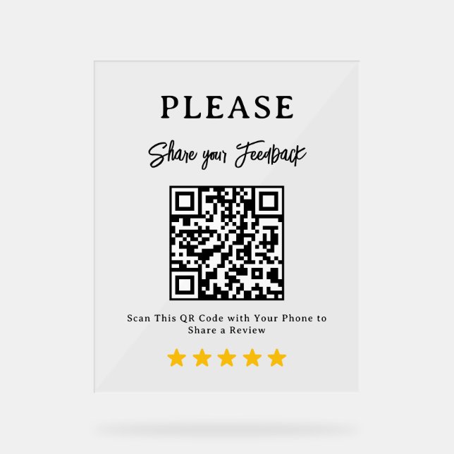 Leave a Review QR Code Business Display Sign (Front)