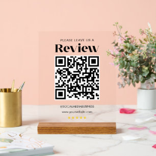 Leave a Review QR Code Personalized Social Media Acrylic Sign