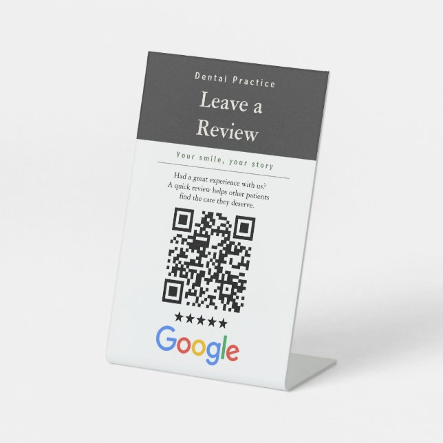 Leave a Review QR Code Sign Google Review| Dentist (Front)