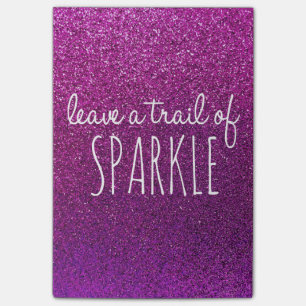 Leave a trail of sparkle quote purple glitter post-it notes
