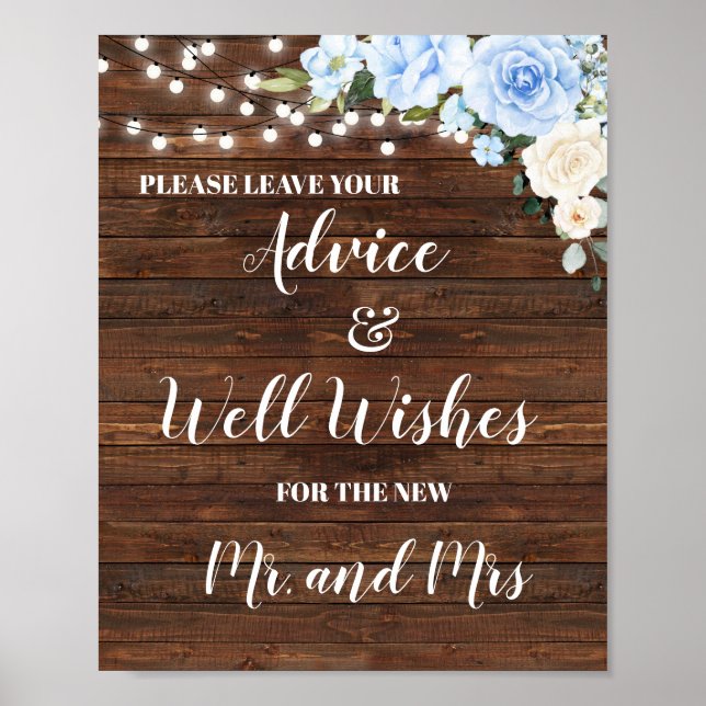 Leave Advice & well Wishes Wood Country Chic Sign (Front)