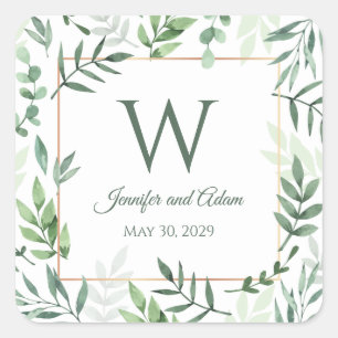 Leave Design Leaf Garden Initial Wedding Stickers