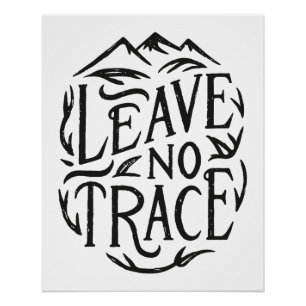 Leave no trace hiking clean trail trash poster