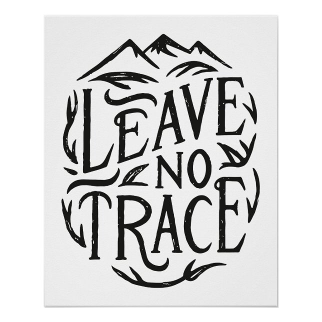 Leave no trace hiking clean trail trash poster (Front)