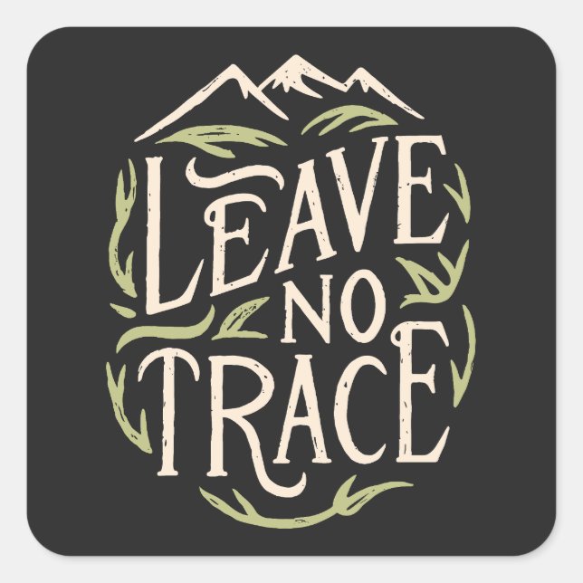 Leave no trace hiking square sticker (Front)