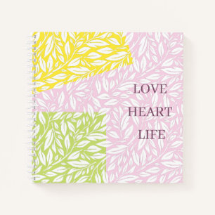 Leave pattern transparent artwork with colour bloc notebook