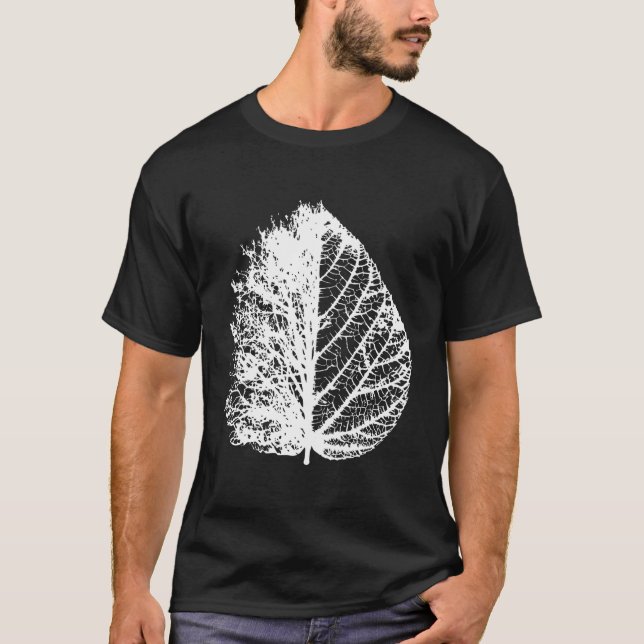 Leave Skeleton And Bare Tree Leaf Design T-Shirt (Front)