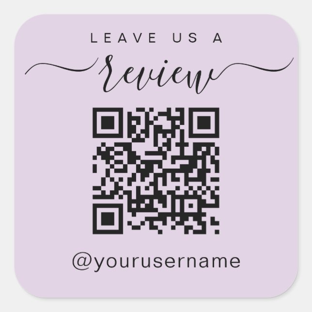 Leave Us A Review Business QR Code Social media Square Sticker (Front)