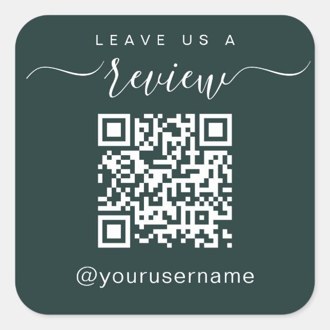 Leave Us A Review Business QR Code Social media Square Sticker (Front)