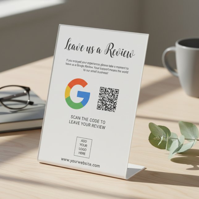 Leave us a Review Custom Logo QR Code Pedestal Sign (Creator Uploaded)
