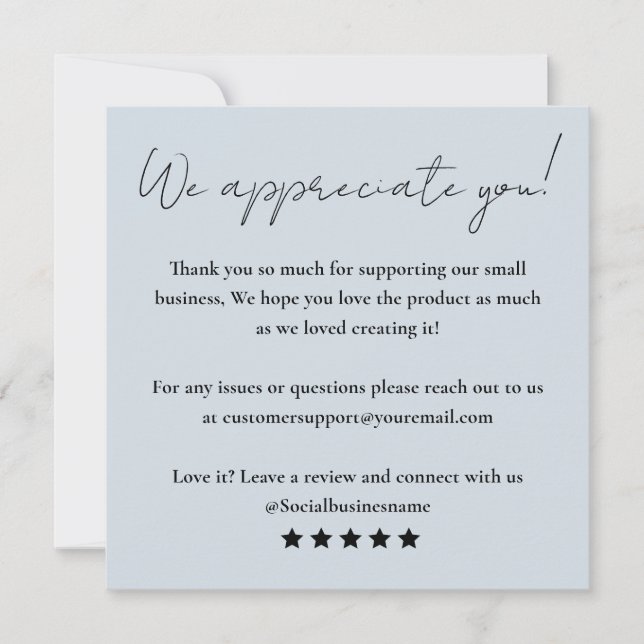 Leave Us A Review Customer Feedback Thank You Card (Front)