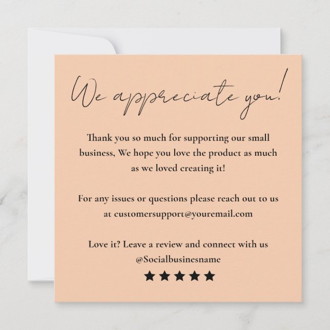 Leave Us A Review Customer Feedback Thank You Card (Front)