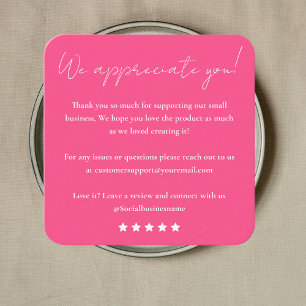 Leave Us A Review Customer Feedback Thank You Square Business Card