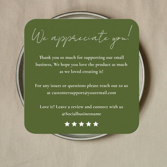 Leave Us A Review | Customer Feedback | Thank You Square Business Card (Creator Uploaded)