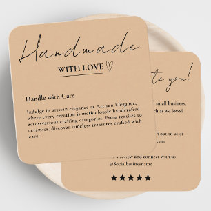 Leave Us A Review Handmade With Love Rustic Square Business Card