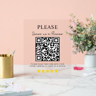 Leave Us a Review QR Code Business Décor Acrylic Sign