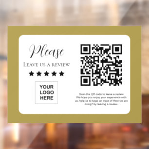 Leave us a review QR code Gold Window Cling