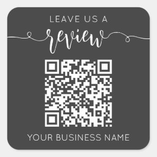 Leave Us A Review Qr Code Grey Chic Modern Minimal Square Sticker