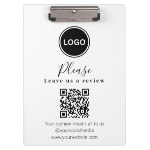 Leave us a review   QR code Modern Business Card Clipboard