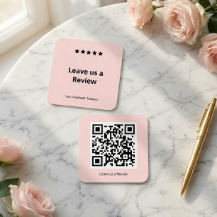 Leave Us a Review QR Code Personalized Square Business Card
