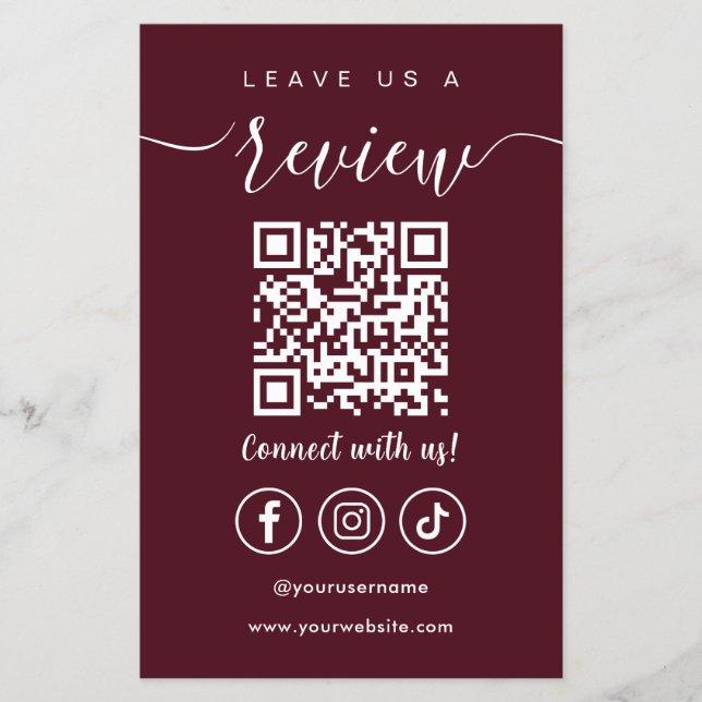 Leave Us A Review Qr Code Social Media Logo Flyer (Front)